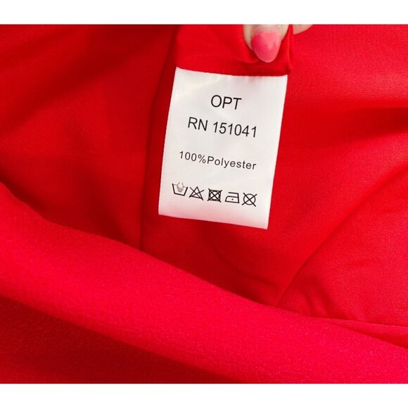 O.P.T Size L Red Sleeveless Ruffle Mini Dress Asymmetrical Hemline - Picture 8 of 10
